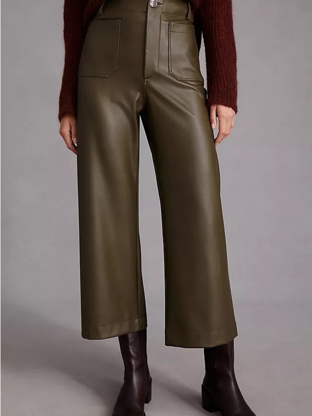 Nwot Maeve olive faux leather colette pants sz 25 - Picture 2 of 8